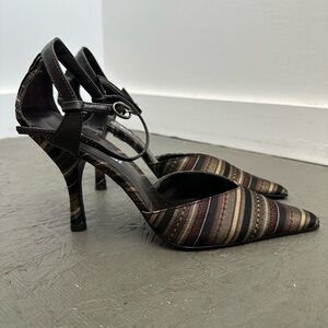Vintage Moda 90's Striped Tapestry Pointed Toe Stiletto Heel Pumps Size 8